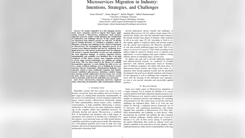 Microservices Migration in Industry: Intentions, Strategies, and   Challenges