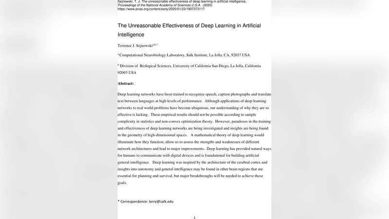 The Unreasonable Effectiveness of Deep Learning in Artificial   Intelligence