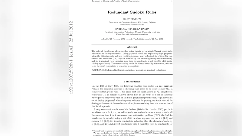 Redundant Sudoku Rules