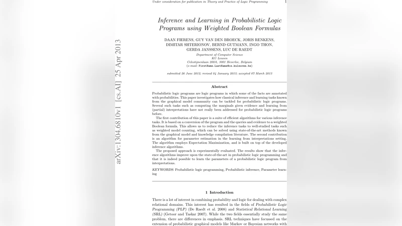 Inference and learning in probabilistic logic programs using weighted   Boolean formulas