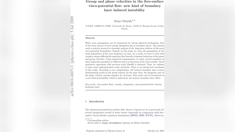 Group and phase velocities in the free-surface visco-potential flow: new   kind of boundary layer induced instability