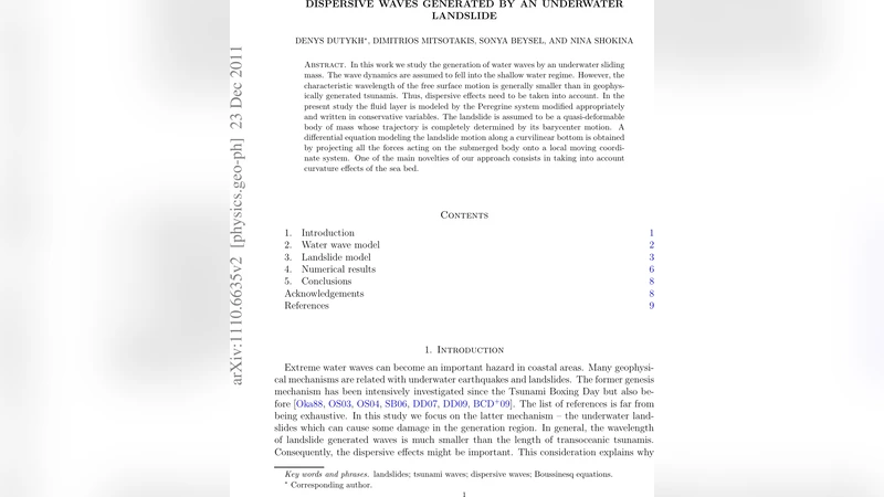 Dispersive waves generated by an underwater landslide