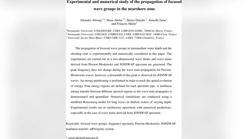 Experimental and numerical study of the propagation of focused wave   groups in the nearshore zone