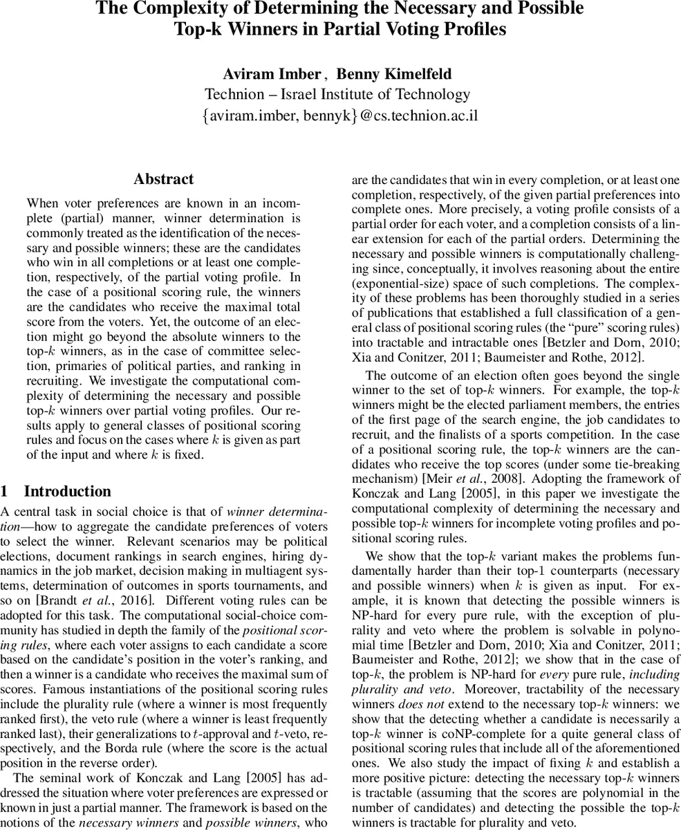 The Complexity of Determining the Necessary and Possible Top-k Winners in Partial Voting Profiles