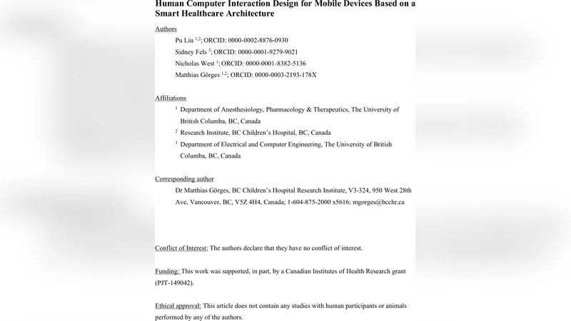 Human Computer Interaction Design for Mobile Devices Based on a Smart   Healthcare Architecture