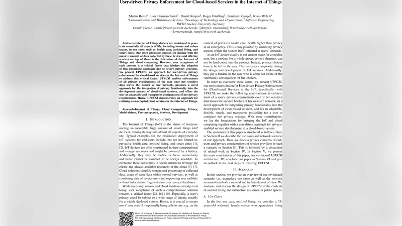 User-driven Privacy Enforcement for Cloud-based Services in the Internet   of Things