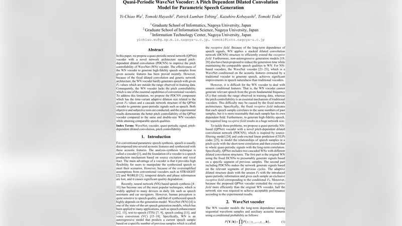 Quasi-Periodic WaveNet Vocoder: A Pitch Dependent Dilated Convolution   Model for Parametric Speech Generation