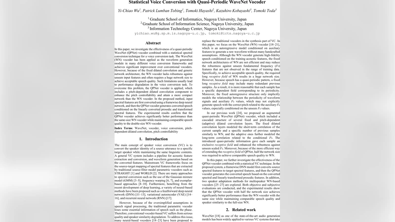 Statistical Voice Conversion with Quasi-Periodic WaveNet Vocoder