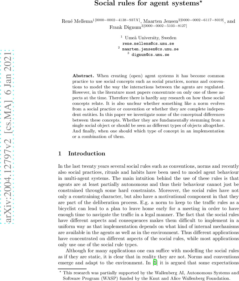 Social rules for agent systems