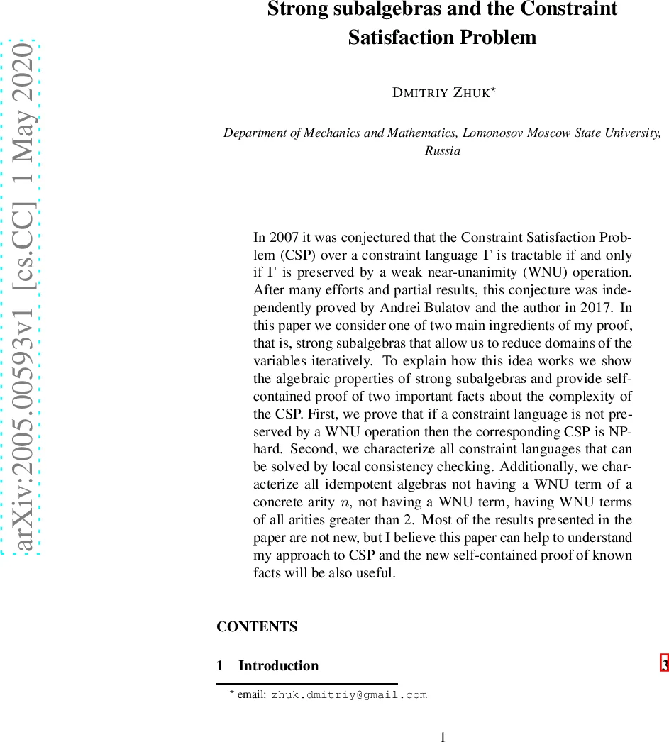 Strong subalgebras and the Constraint Satisfaction Problem