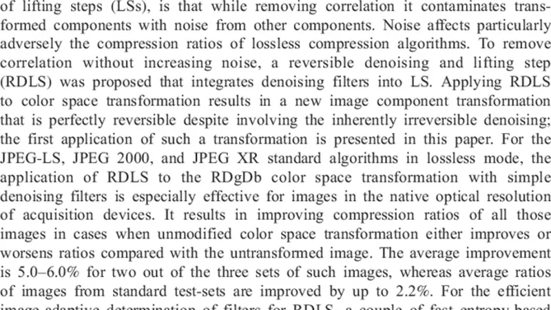 Reversible Denoising and Lifting Based Color Component Transformation   for Lossless Image Compression