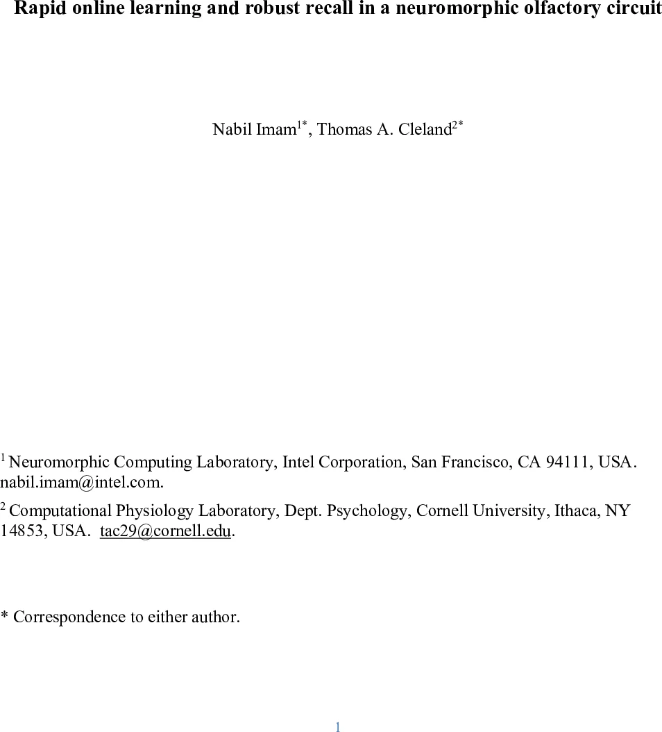 Rapid online learning and robust recall in a neuromorphic olfactory   circuit