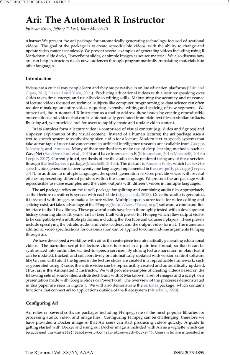 Ari: The Automated R Instructor