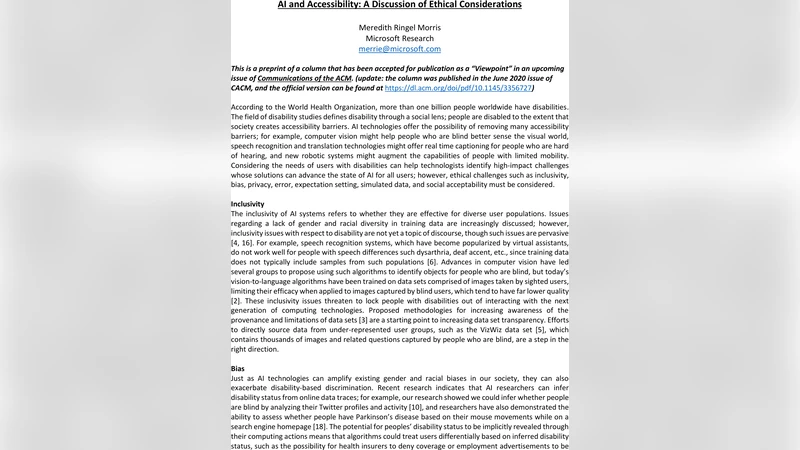 AI and Accessibility: A Discussion of Ethical Considerations