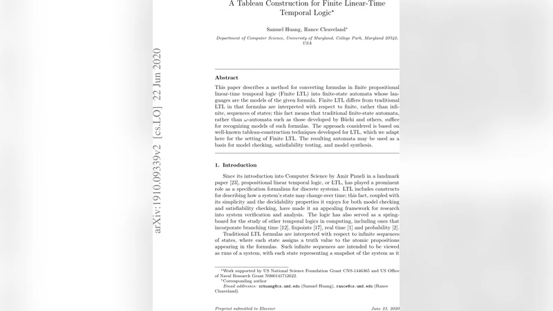 A Tableau Construction for Finite Linear-Time Temporal Logic