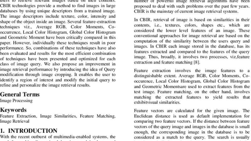 Comparative Study and Optimization of Feature-Extraction Techniques for   Content based Image Retrieval