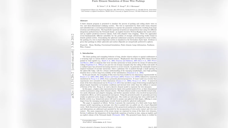 Finite Element Simulation of Dense Wire Packings