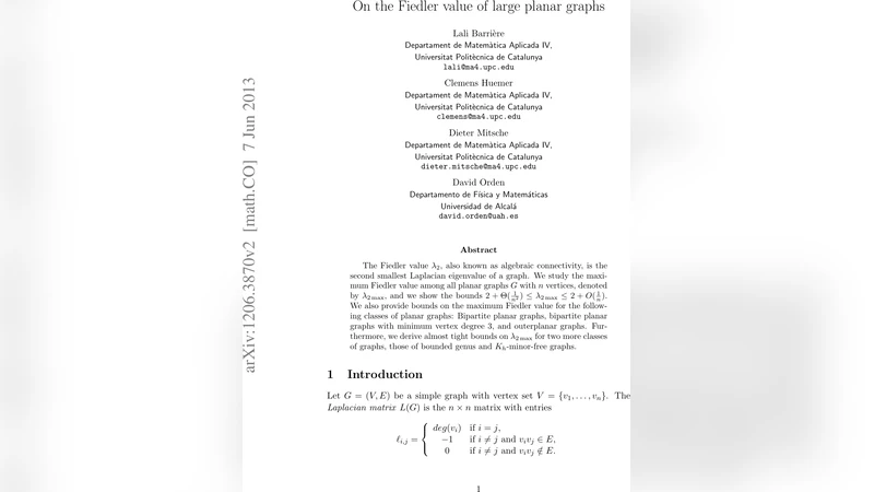 On the Fiedler value of large planar graphs