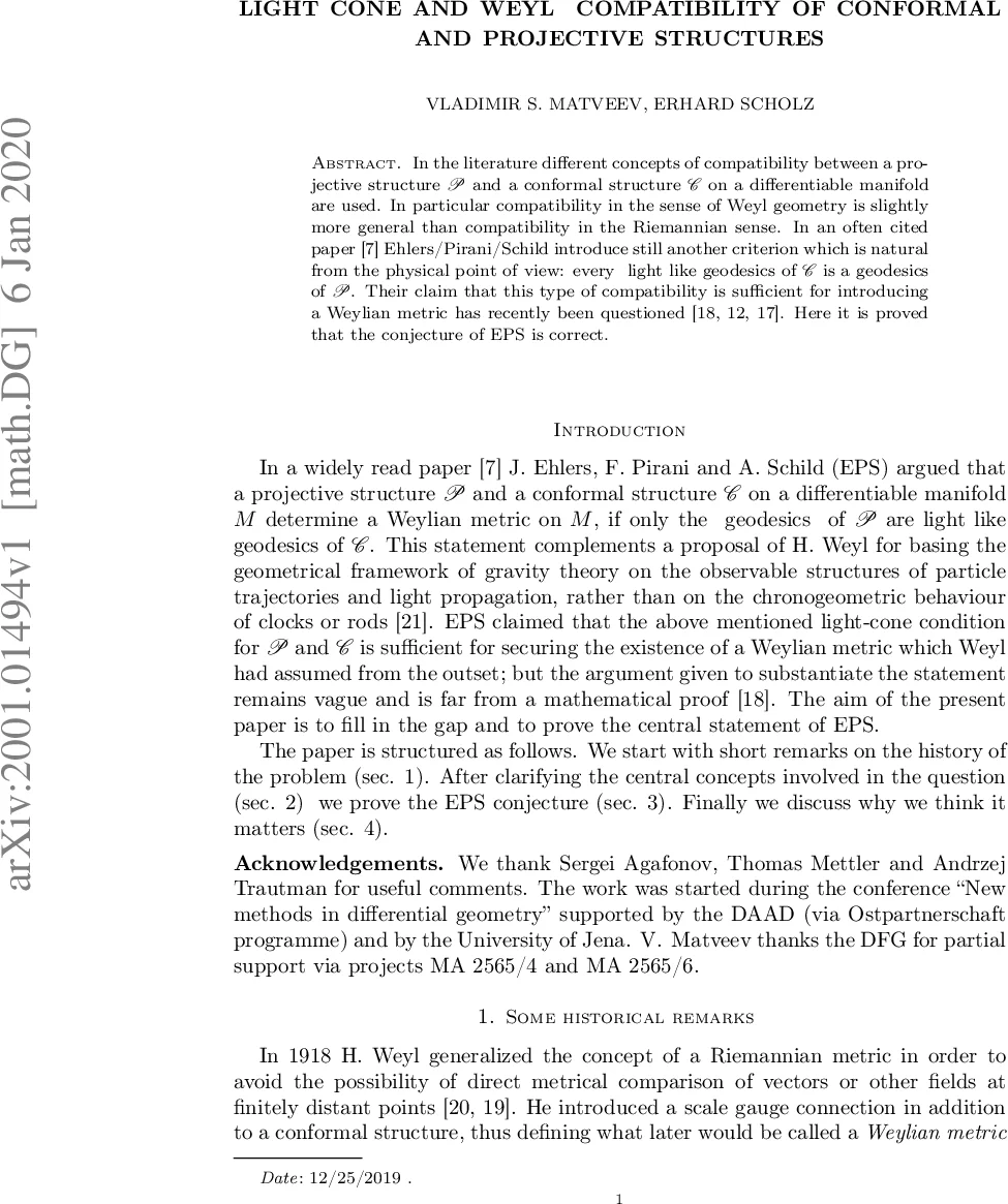 Light cone and Weyl compatibility of conformal and projective structures