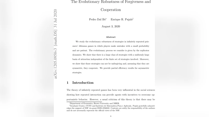 The Evolutionary Robustness of Forgiveness and Cooperation