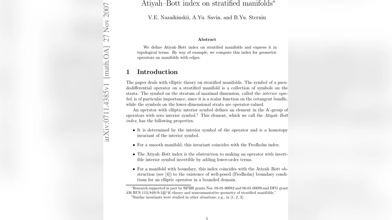 Atiyah-Bott index on stratified manifolds