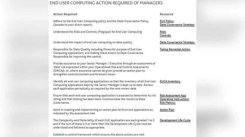 Defining and Adopting an End User Computing Policy: A Case Study