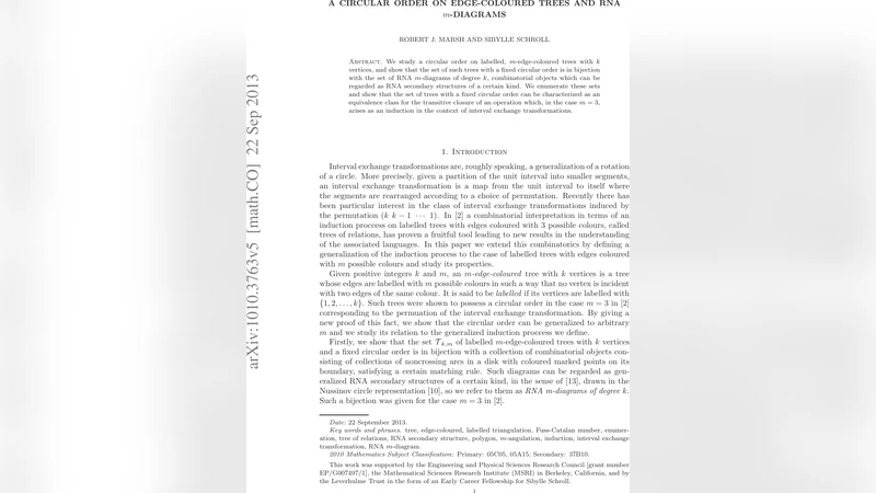 A circular order on edge-coloured trees and RNA m-diagrams