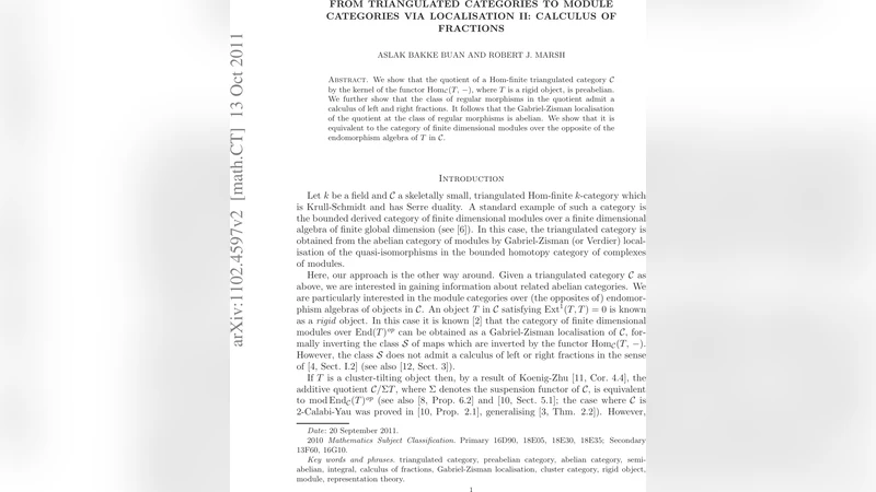 From triangulated categories to module categories via localisation II:   Calculus of fractions
