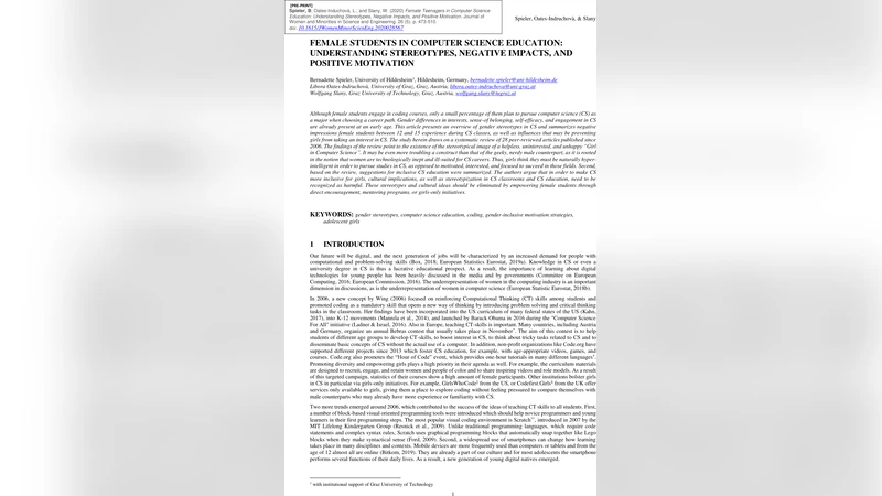 Female Students in Computer Science Education: Understanding   Stereotypes, Negative Impacts, and Positive Motivation