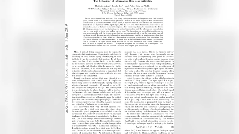 The behaviour of information flow near criticality