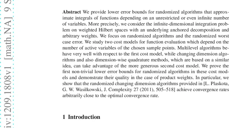 Lower Error Bounds for Randomized Multilevel and Changing Dimension   Algorithms