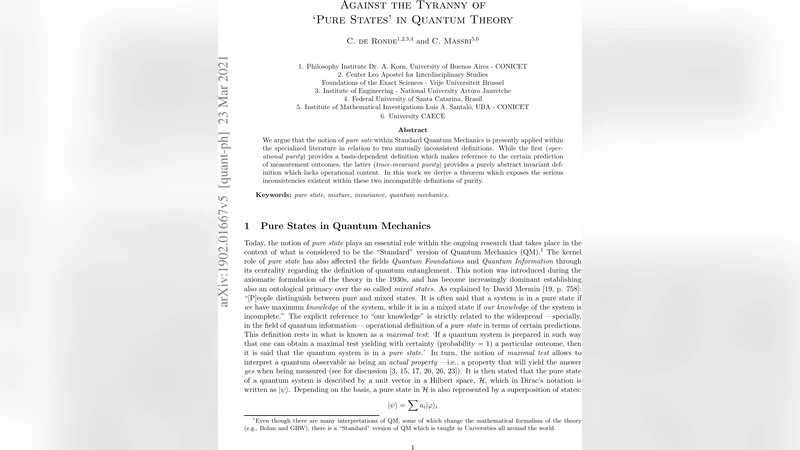 Against the Tyranny of Pure States in Quantum Theory