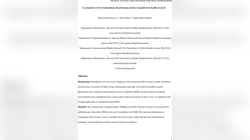 A systematic review of smartphone-based human activity recognition for   health research