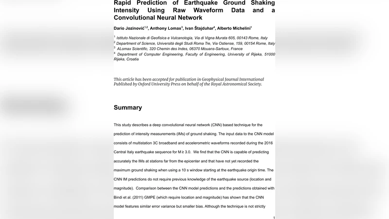 Rapid Prediction of Earthquake Ground Shaking Intensity Using Raw   Waveform Data and a Convolutional Neural Network