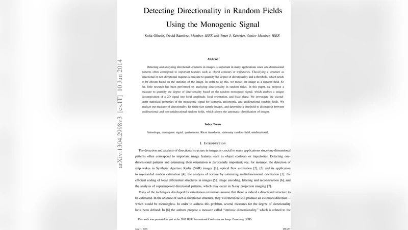 Detecting Directionality in Random Fields Using the Monogenic Signal