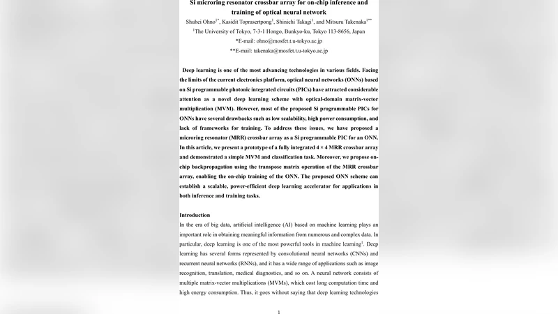 Si microring resonator crossbar array for on-chip inference and training of optical neural network
