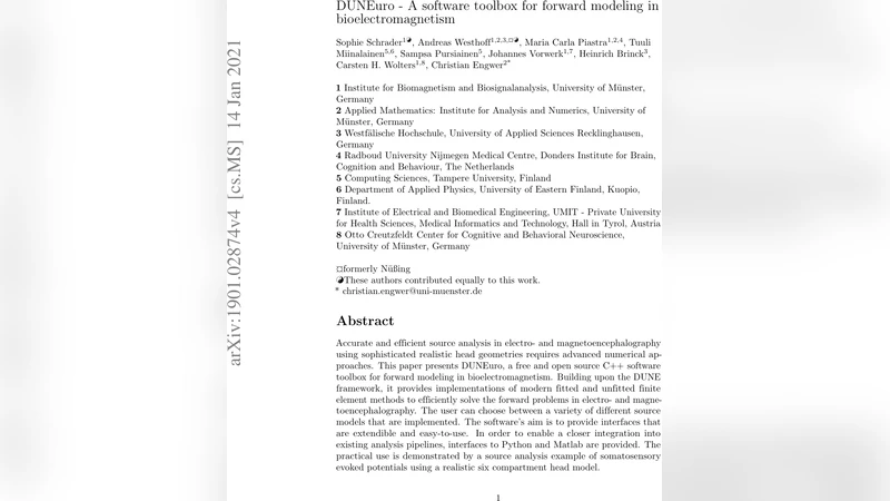 DUNEuro -- A software toolbox for forward modeling in   bioelectromagnetism