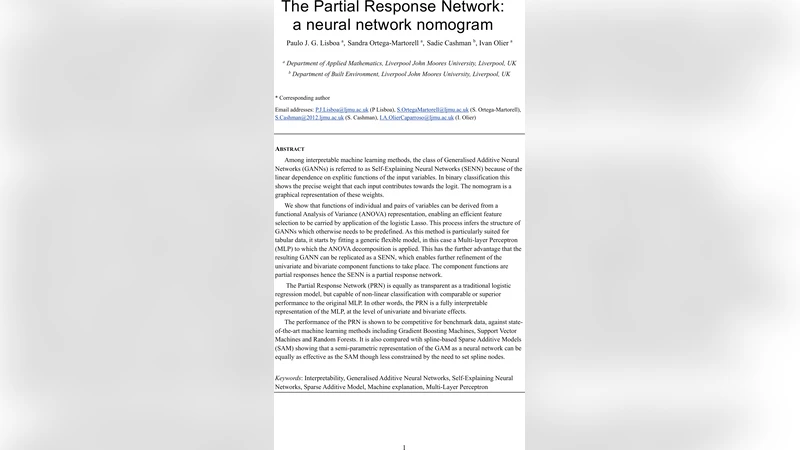 The Partial Response Network: a neural network nomogram