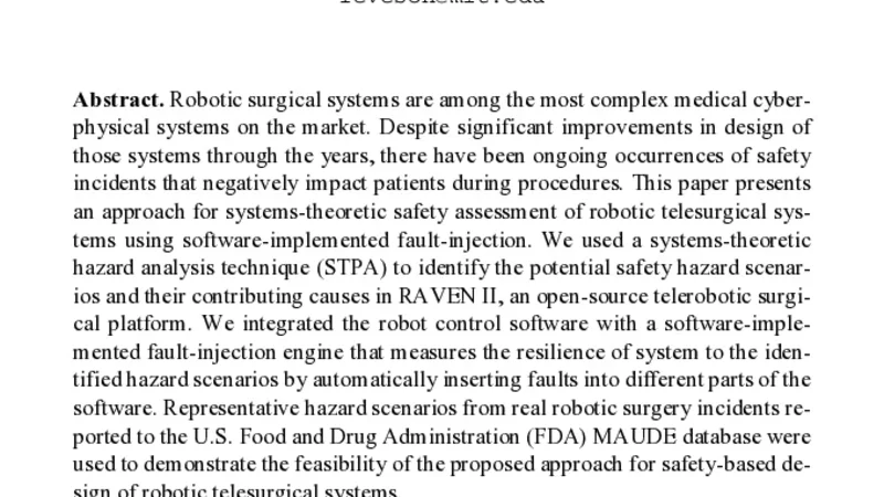 Systems-theoretic Safety Assessment of Robotic Telesurgical Systems