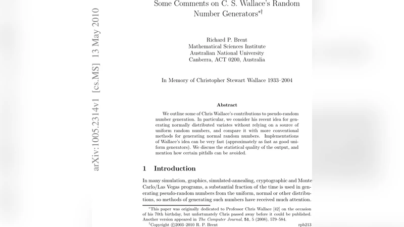 Some comments on C. S. Wallaces random number generators
