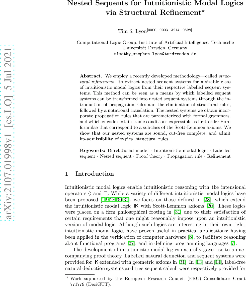 Nested Sequents for Intuitionistic Modal Logics via Structural Refinement