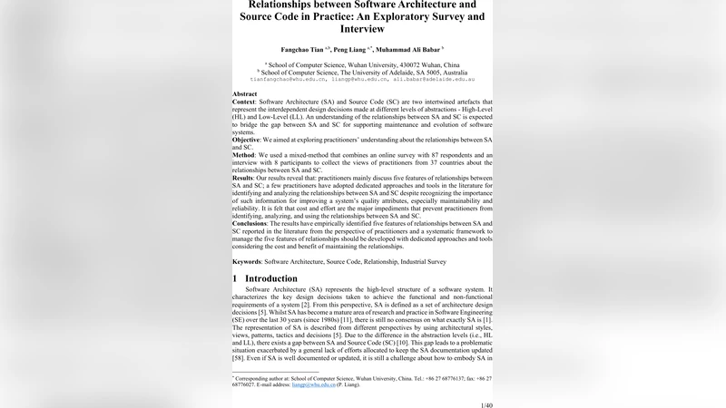 Relationships between Software Architecture and Source Code in Practice: An Exploratory Survey and Interview