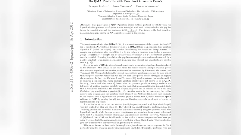 On QMA Protocols with Two Short Quantum Proofs