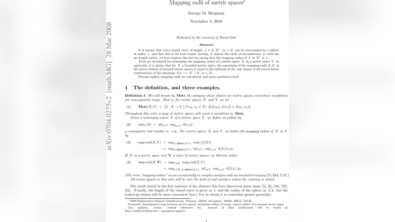 Mapping radii of metric spaces