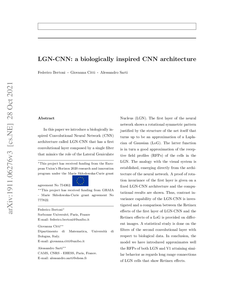 LGN-CNN: a biologically inspired CNN architecture