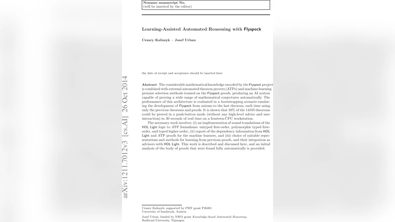 Learning-Assisted Automated Reasoning with Flyspeck