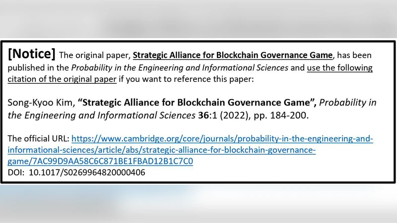 Strategic Alliance for Blockchain Governance Game
