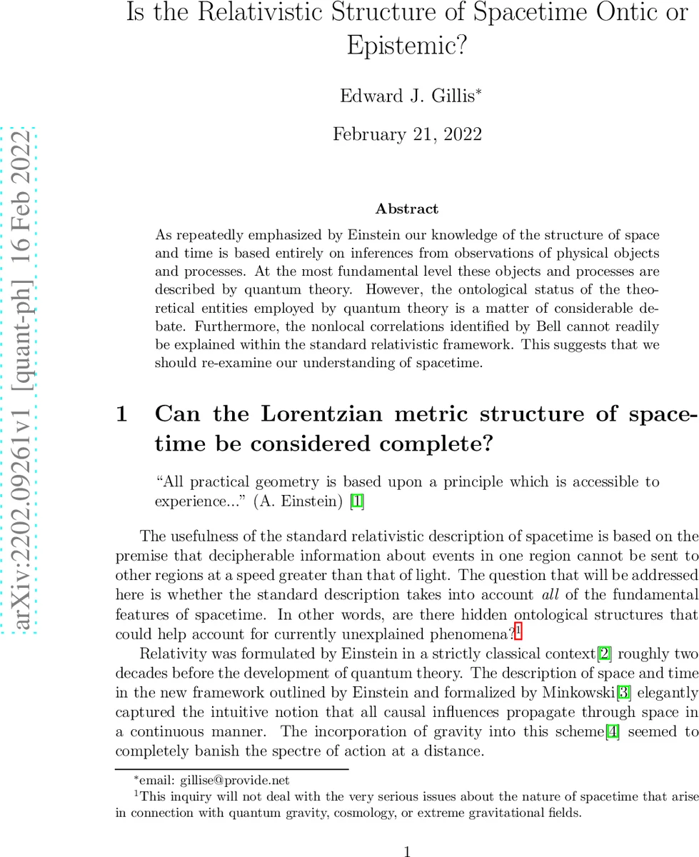 Is the relativistic Structure of Spacetime Ontic or Epistemic?