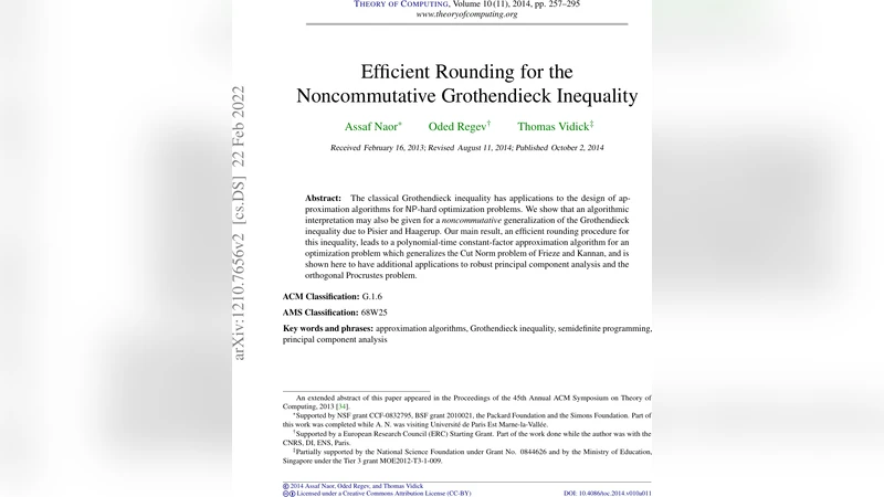 Efficient Rounding for the Noncommutative Grothendieck Inequality