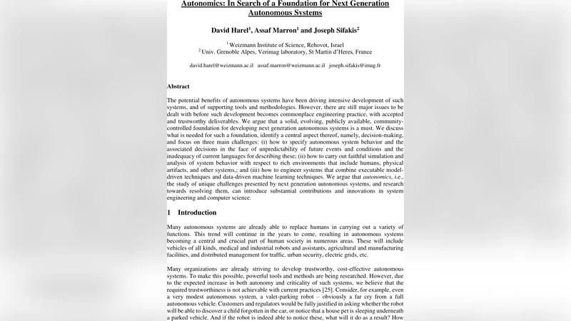 Autonomics: In Search of a Foundation for Next Generation Autonomous   Systems